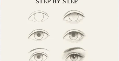 Tutorial image titled ‘How to Draw Eyes Step by Step’ showing six pencil sketches of an eye in progressive stages, from outline to realistic shading