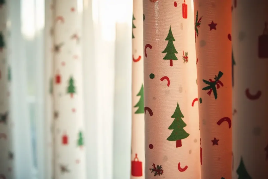 Primer plano del diseño de una cortina navideña moderna