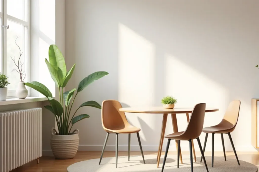 Colores claros e iluminación natural en sala pequeña