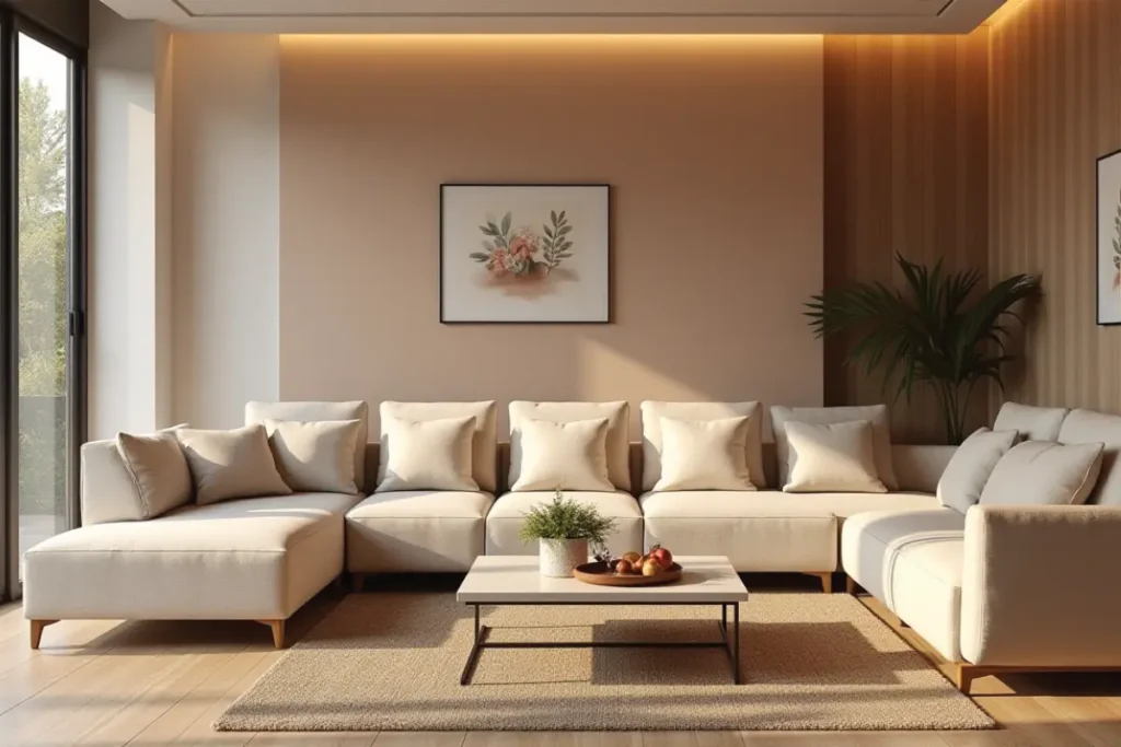 Sala acogedora y elegante diseñada para el descanso y la convivencia diaria en el hogar.