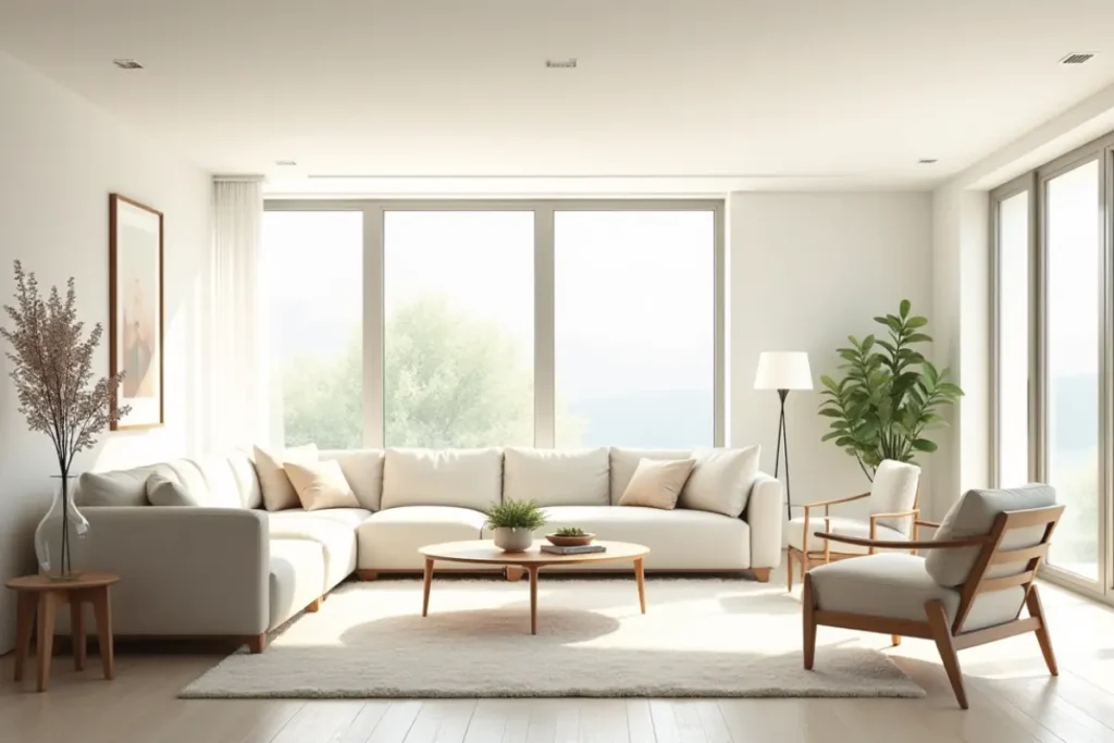 Sala bonita moderna con buena iluminación natural