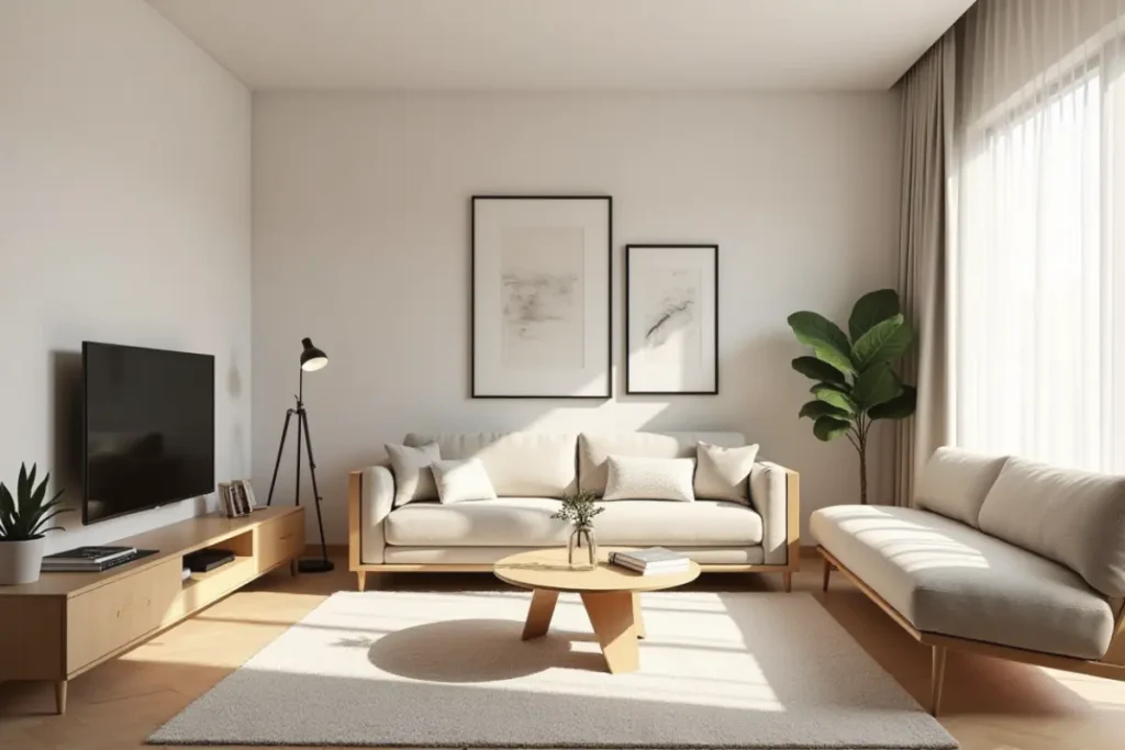 Sala pequeña bonita con estilo moderno