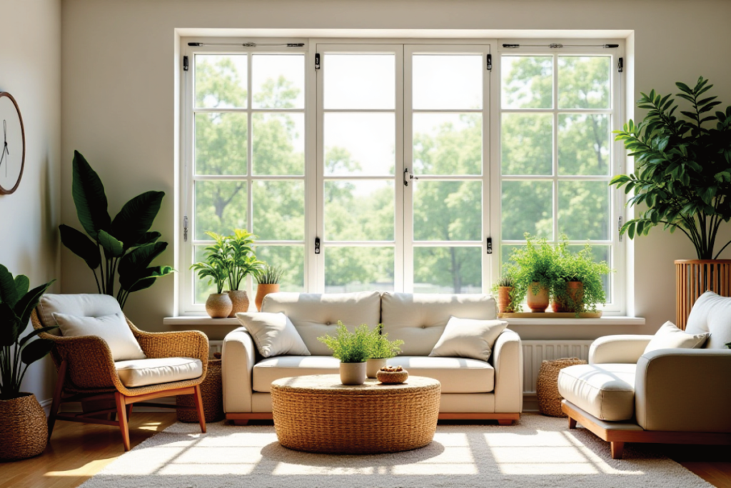 Sala bonita decorada con plantas naturales