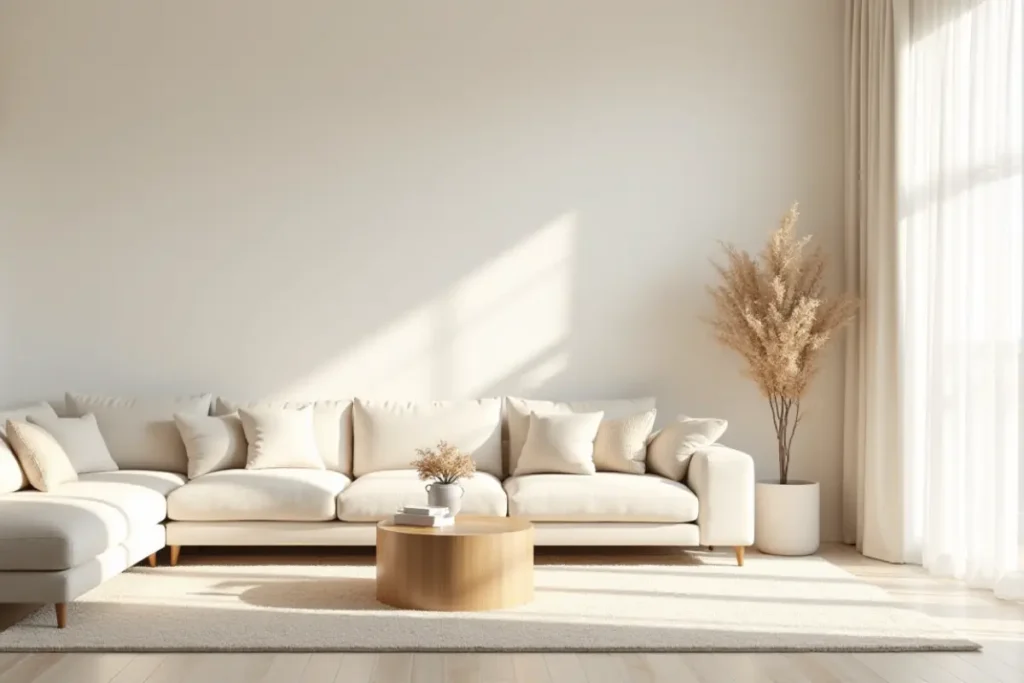 Sala bonita iluminada con colores claros