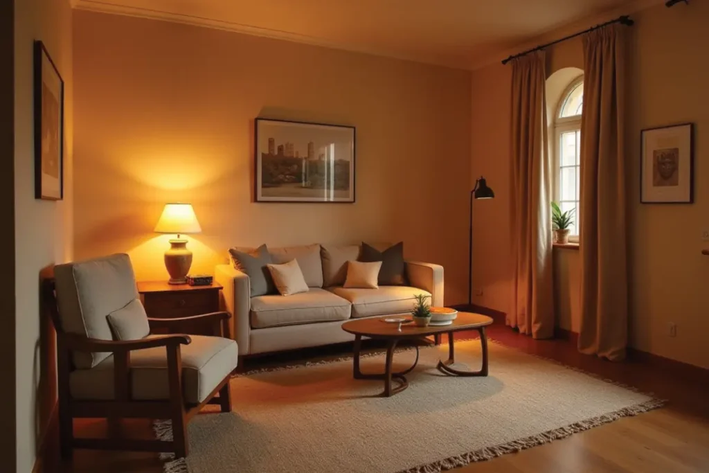 Iluminación artificial adecuada para una sala pequeña