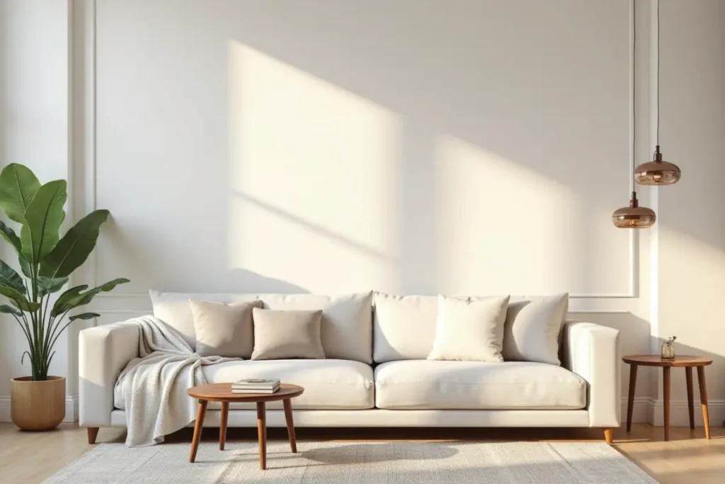 Sala bonita bien ordenada con decoración minimalista