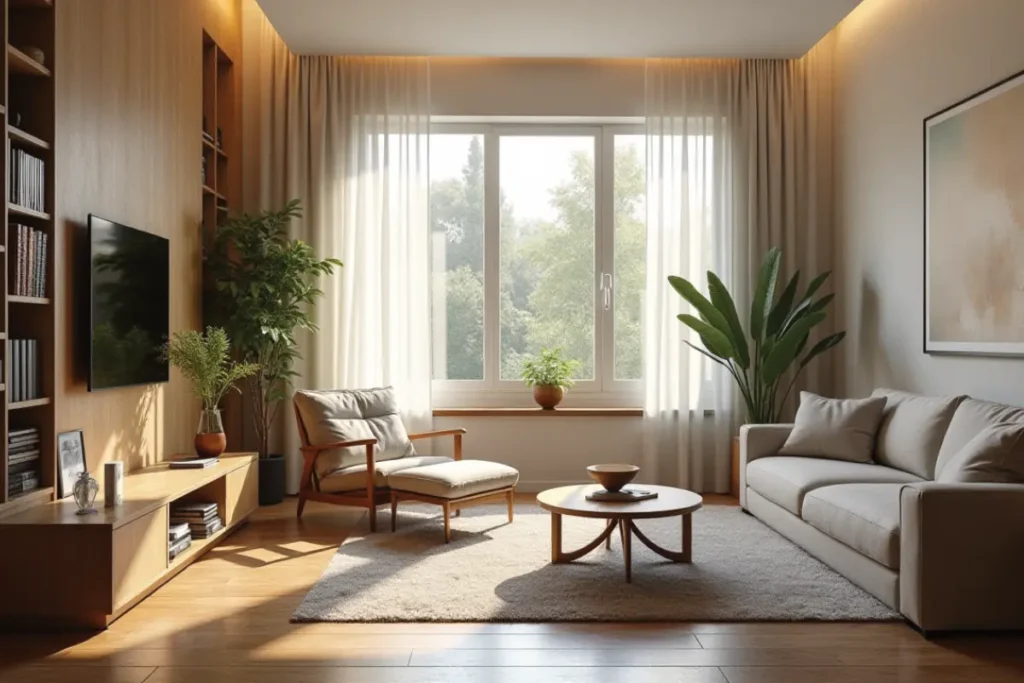 Sala pequeña con buena entrada de luz natural