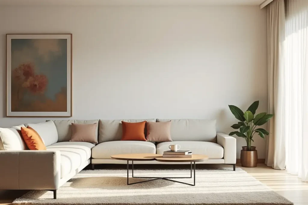 Sala con pocos muebles bien elegidos y diseño equilibrado