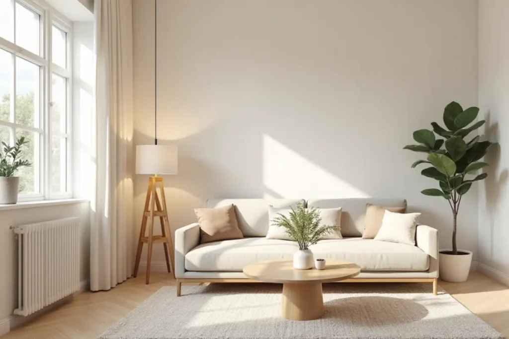 Colores claros para ampliar visualmente una sala pequeña