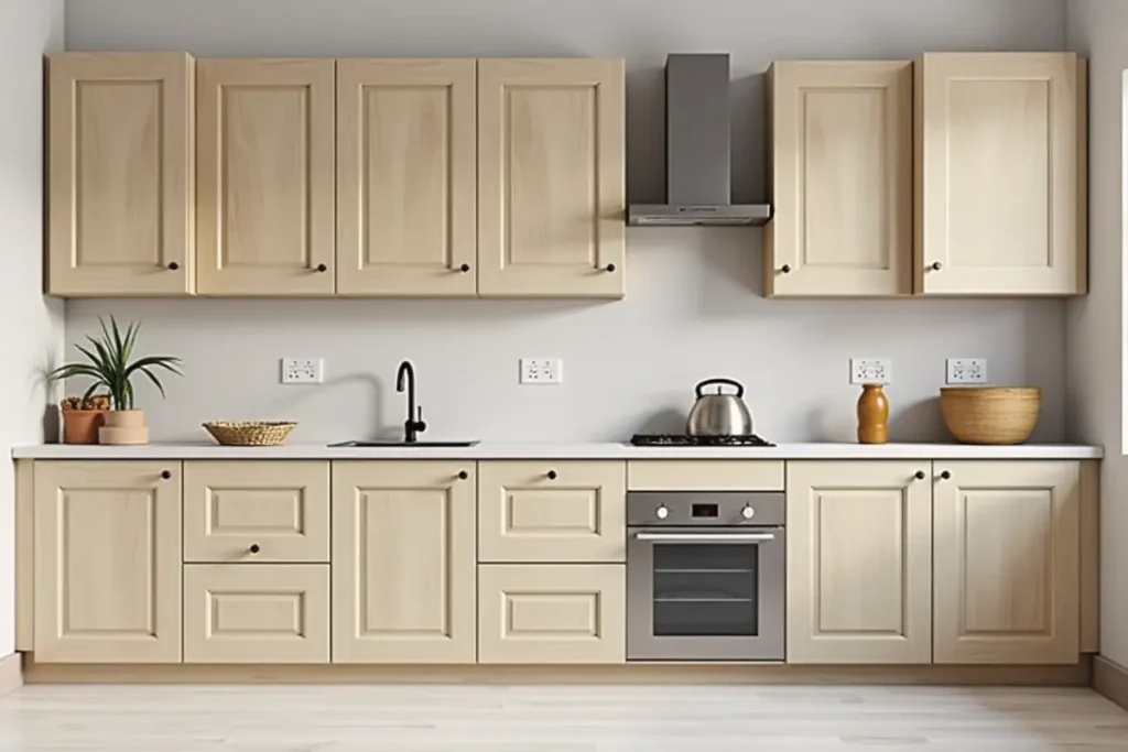 Cocina pequeña con soluciones de almacenamiento inteligente.