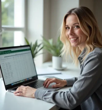 Persona trabajando con Excel de forma tranquila y organizada en su computador