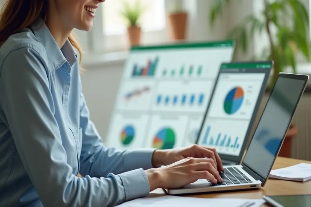 Persona trabajando con Excel de forma tranquila y organizada